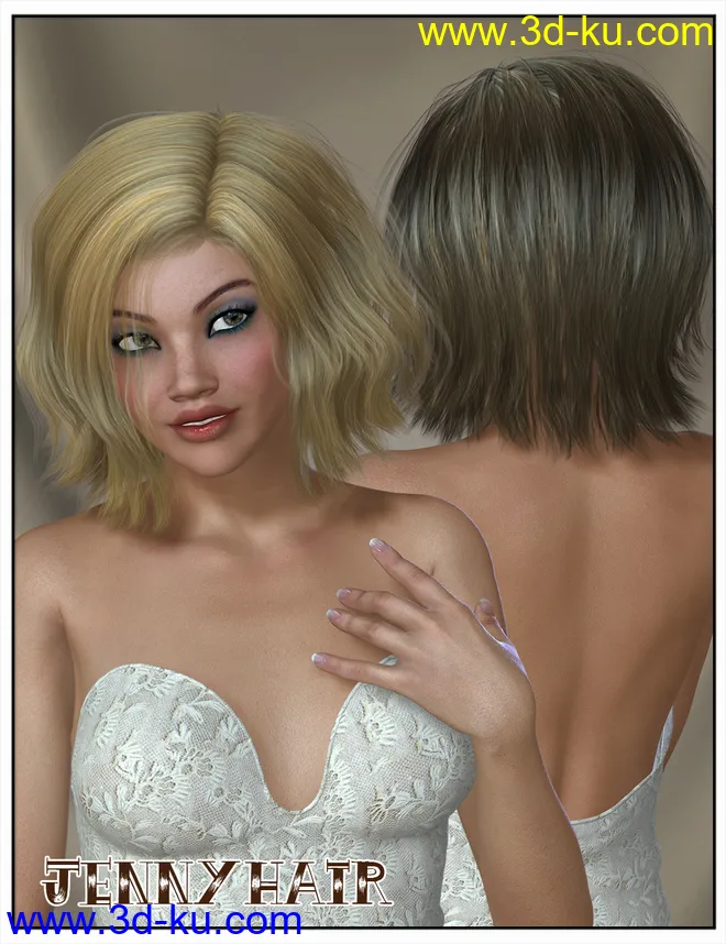 Jenny Hair for Genesis 2 Female(s) and Victoria 4模型的图片8