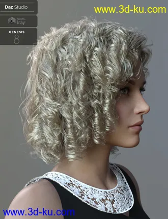 3D打印模型Julia Curly Locks for Genesis 8 and 8.1 Females的图片