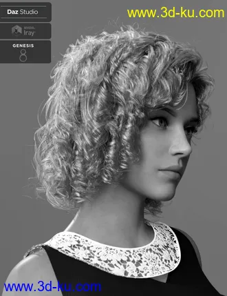 3D打印模型Julia Curly Locks for Genesis 8 and 8.1 Females的图片