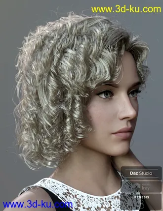 3D打印模型Julia Curly Locks for Genesis 8 and 8.1 Females的图片