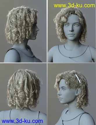 3D打印模型Julia Curly Locks for Genesis 8 and 8.1 Females的图片