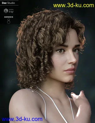 3D打印模型Julia Curly Locks for Genesis 8 and 8.1 Females的图片
