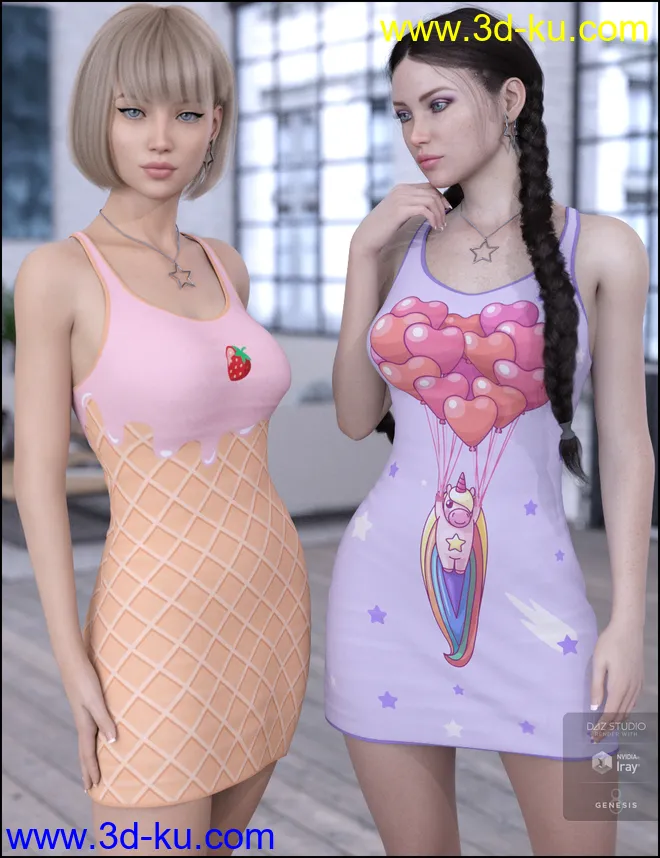 Kawaii Textures for dForce Tanked Dress模型的图片2