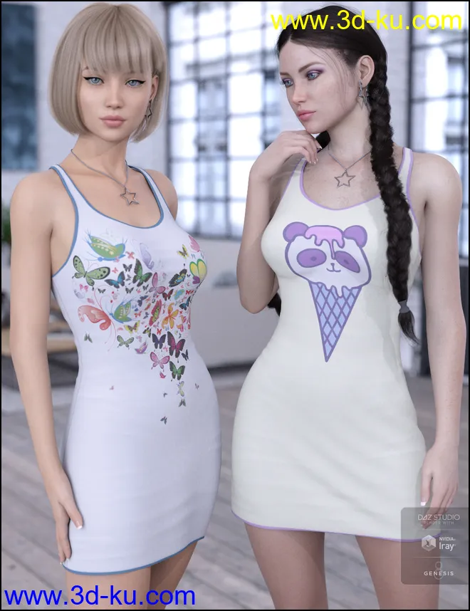 Kawaii Textures for dForce Tanked Dress模型的图片4