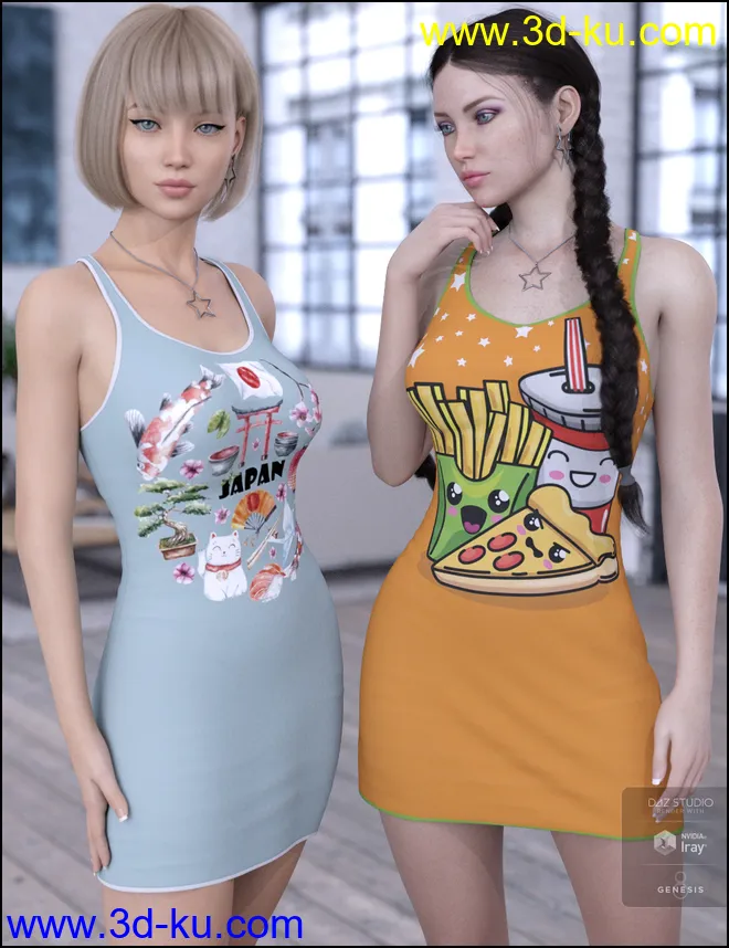 Kawaii Textures for dForce Tanked Dress模型的图片5