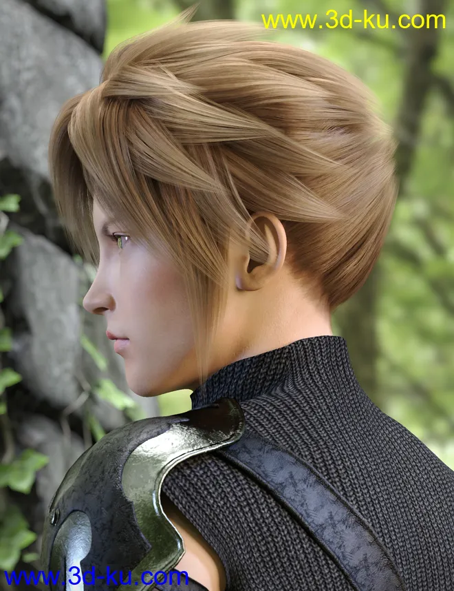 Kota Hair for Genesis 8 and 8.1 Males模型的图片3