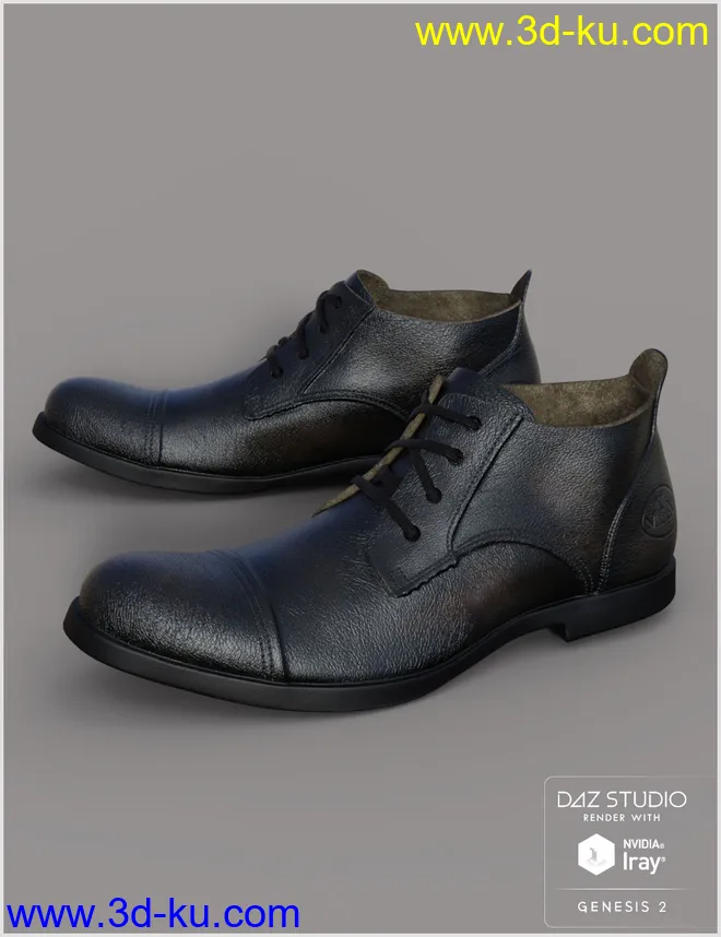 Leather Shoes For Genesis 2 Male(s)模型的图片3