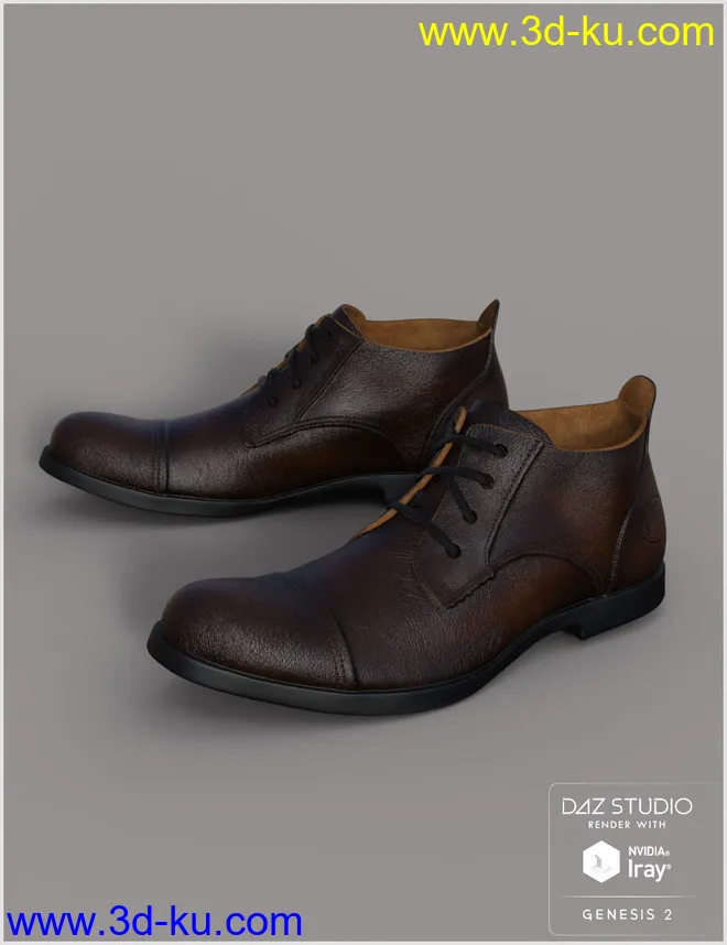 Leather Shoes For Genesis 2 Male(s)模型的图片5