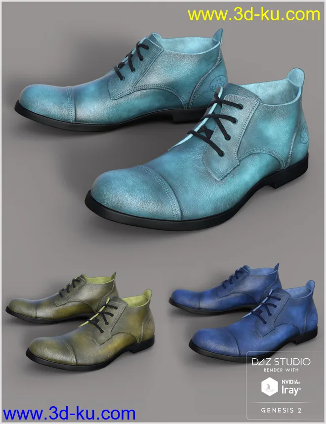 Leather Shoes For Genesis 2 Male(s)模型的图片7