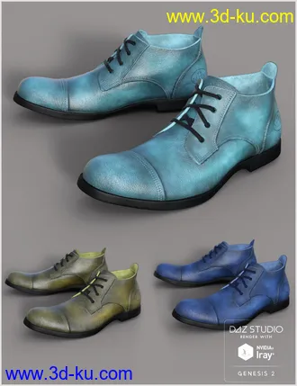 3D打印模型Leather Shoes For Genesis 2 Male(s)的图片