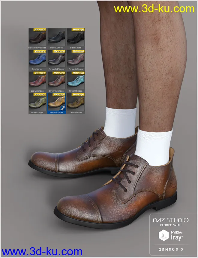 Leather Shoes For Genesis 2 Male(s)模型的图片8