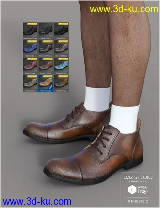 3D打印模型Leather Shoes For Genesis 2 Male(s)的图片