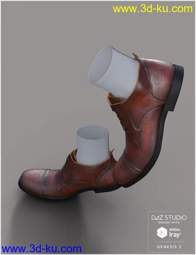 Leather Shoes For Genesis 2 Male(s)模型的图片10