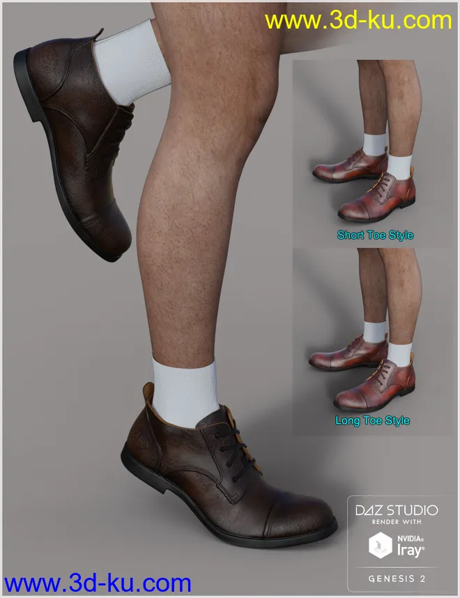 Leather Shoes For Genesis 2 Male(s)模型的图片11