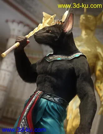 3D打印模型Majestic Anubis with dForce Hair for Genesis 8 Male的图片