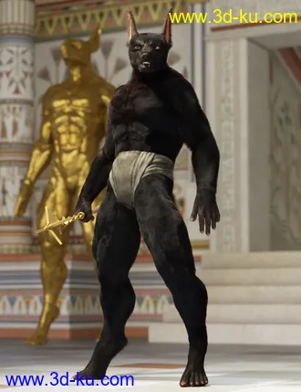 3D打印模型Majestic Anubis with dForce Hair for Genesis 8 Male的图片