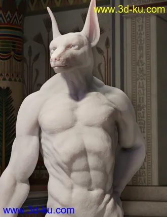 3D打印模型Majestic Anubis with dForce Hair for Genesis 8 Male的图片