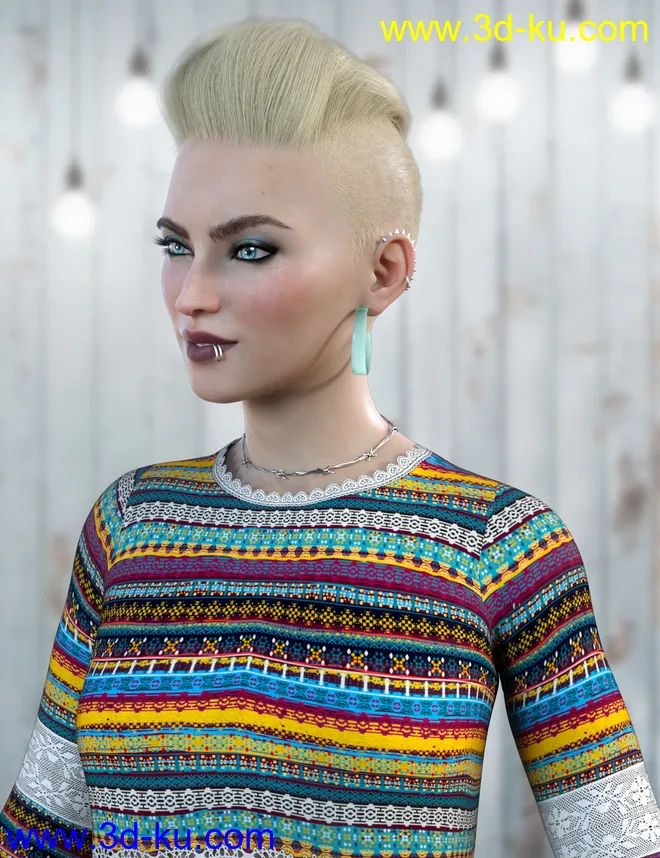 Makenna Hair for Genesis 8 Females模型的图片5