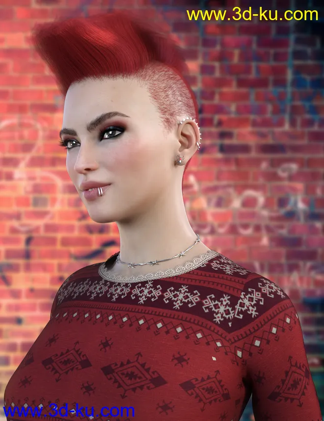 Makenna Hair for Genesis 8 Females模型的图片9