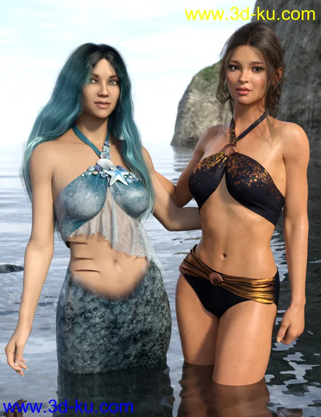 Mermaid Bikini for Genesis 8 and 8.1 Females模型的图片1