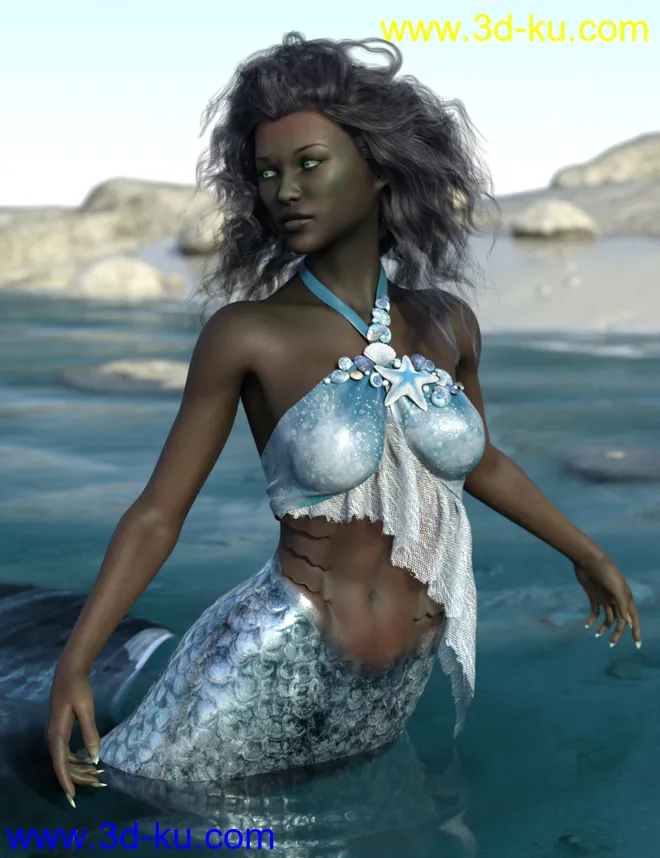 Mermaid Bikini for Genesis 8 and 8.1 Females模型的图片7