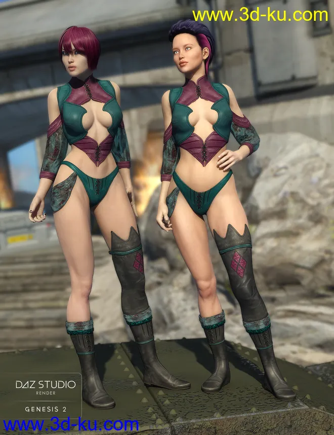 Merriment Outfit for Genesis 2 Female(s)模型的图片4