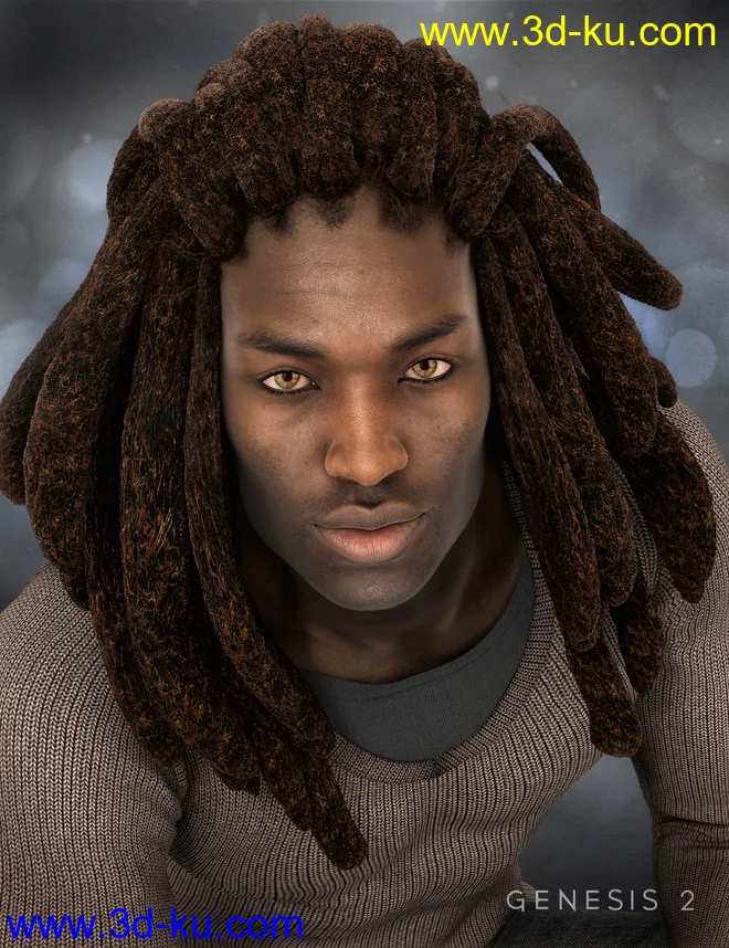 Messy Dreads for Genesis 2 Male(s)模型的图片1