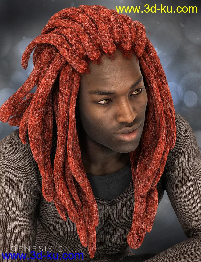 Messy Dreads for Genesis 2 Male(s)模型的图片3
