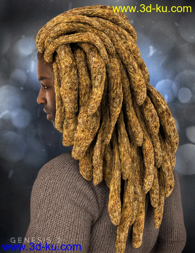 Messy Dreads for Genesis 2 Male(s)模型的图片4