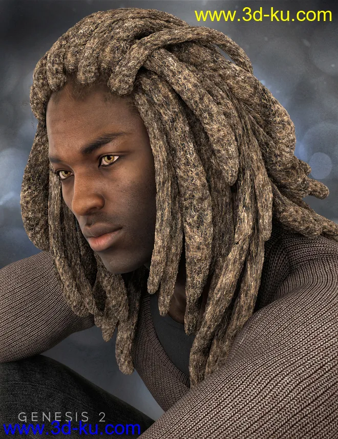 Messy Dreads for Genesis 2 Male(s)模型的图片6