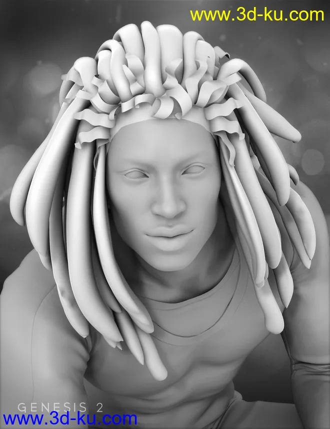 Messy Dreads for Genesis 2 Male(s)模型的图片10