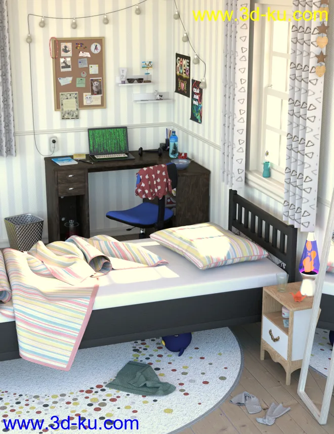 Messy Vignette Bedroom模型的图片1