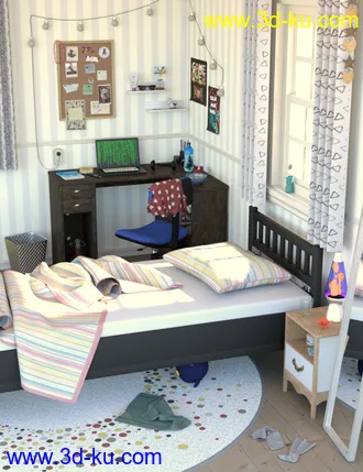 3D打印模型Messy Vignette Bedroom的图片