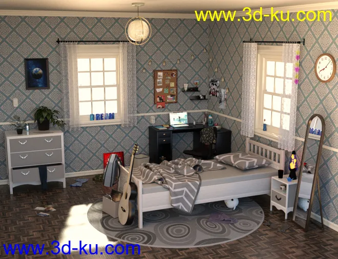 Messy Vignette Bedroom模型的图片2