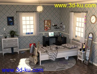 3D打印模型Messy Vignette Bedroom的图片