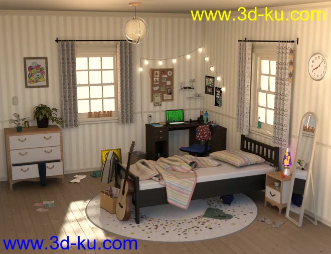 Messy Vignette Bedroom模型的图片3