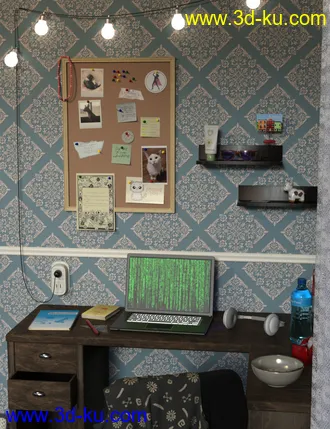 3D打印模型Messy Vignette Bedroom的图片