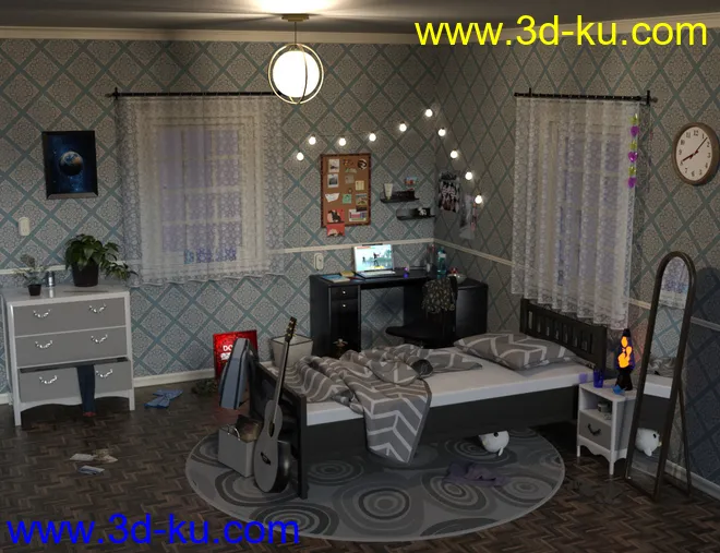 Messy Vignette Bedroom模型的图片6