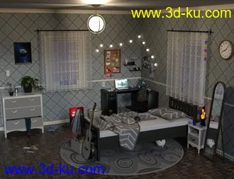 3D打印模型Messy Vignette Bedroom的图片