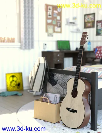 3D打印模型Messy Vignette Bedroom的图片