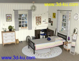 3D打印模型Messy Vignette Bedroom的图片