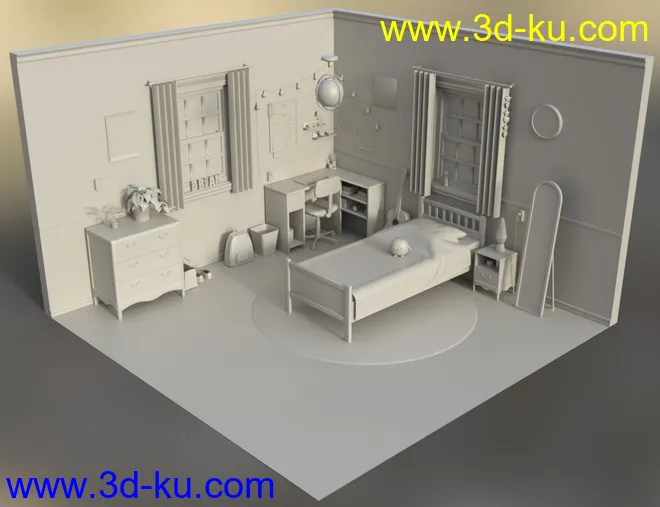 Messy Vignette Bedroom模型的图片16