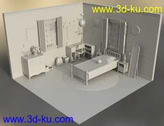 3D打印模型Messy Vignette Bedroom的图片