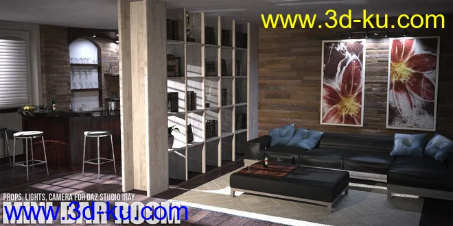 Mini Bar Room Daz Studio模型的图片1