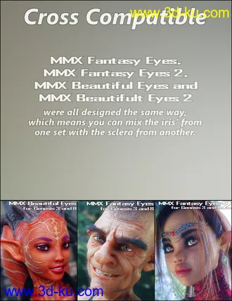 3D打印模型MMX Beautiful Eyes 2 for Genesis 3 and 8的图片