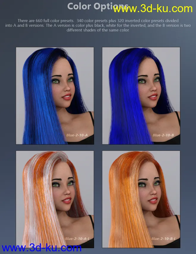 MMX Blended Dual Lobe Hair Shader Resource Pack for Iray模型的图片2