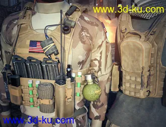 3D打印模型Modern Military Outfit Props and Accessories的图片