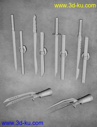 3D打印模型Modern Ninja Blades for Genesis 2 Male(s)的图片