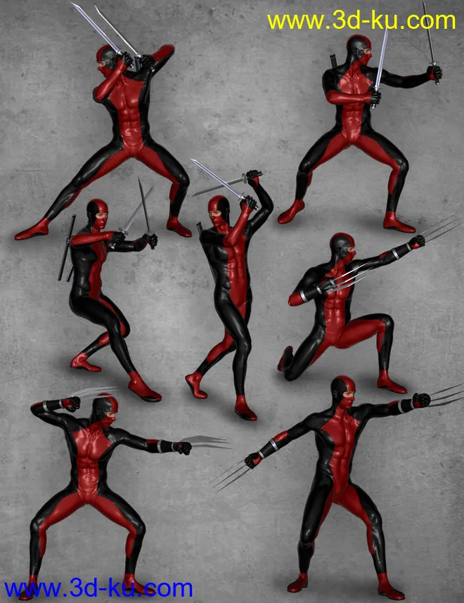 Modern Ninja Blades Poses for Genesis 2 Male(s)模型的图片3