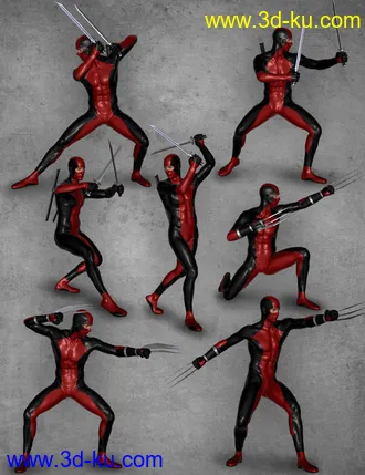 3D打印模型Modern Ninja Blades Poses for Genesis 2 Male(s)的图片